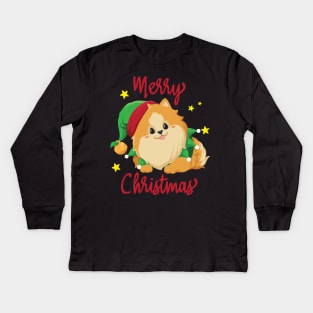 Christmas Pomeranian Merry Xmas Kids Long Sleeve T-Shirt